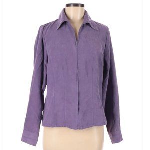 SONOMA FAUX SUEDE LAVENDER ZIP UP GRANDMA JACKET